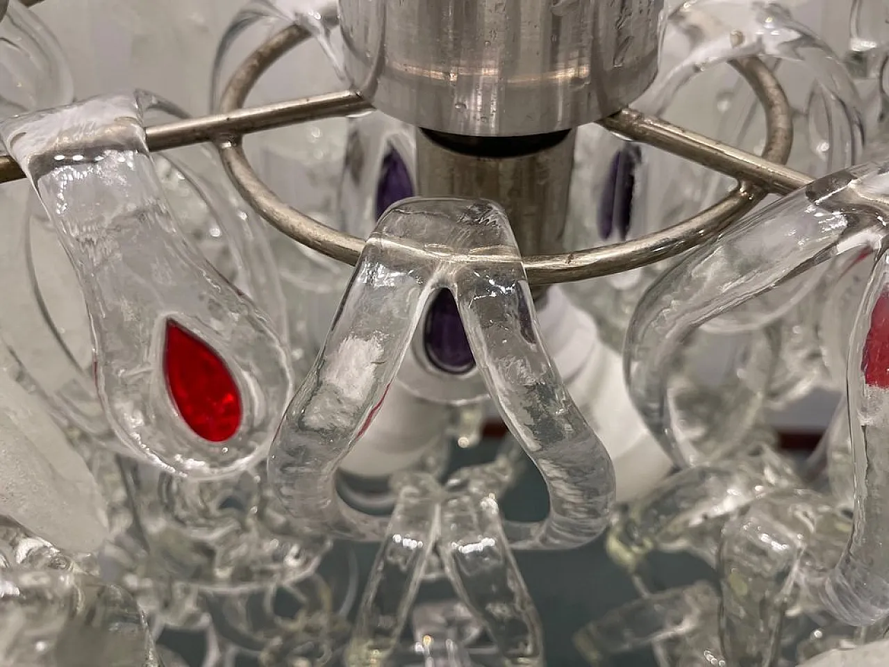Mid-Century Modular Murano Glass Chandelier by Angelo Mangiarotti, 1970s 9