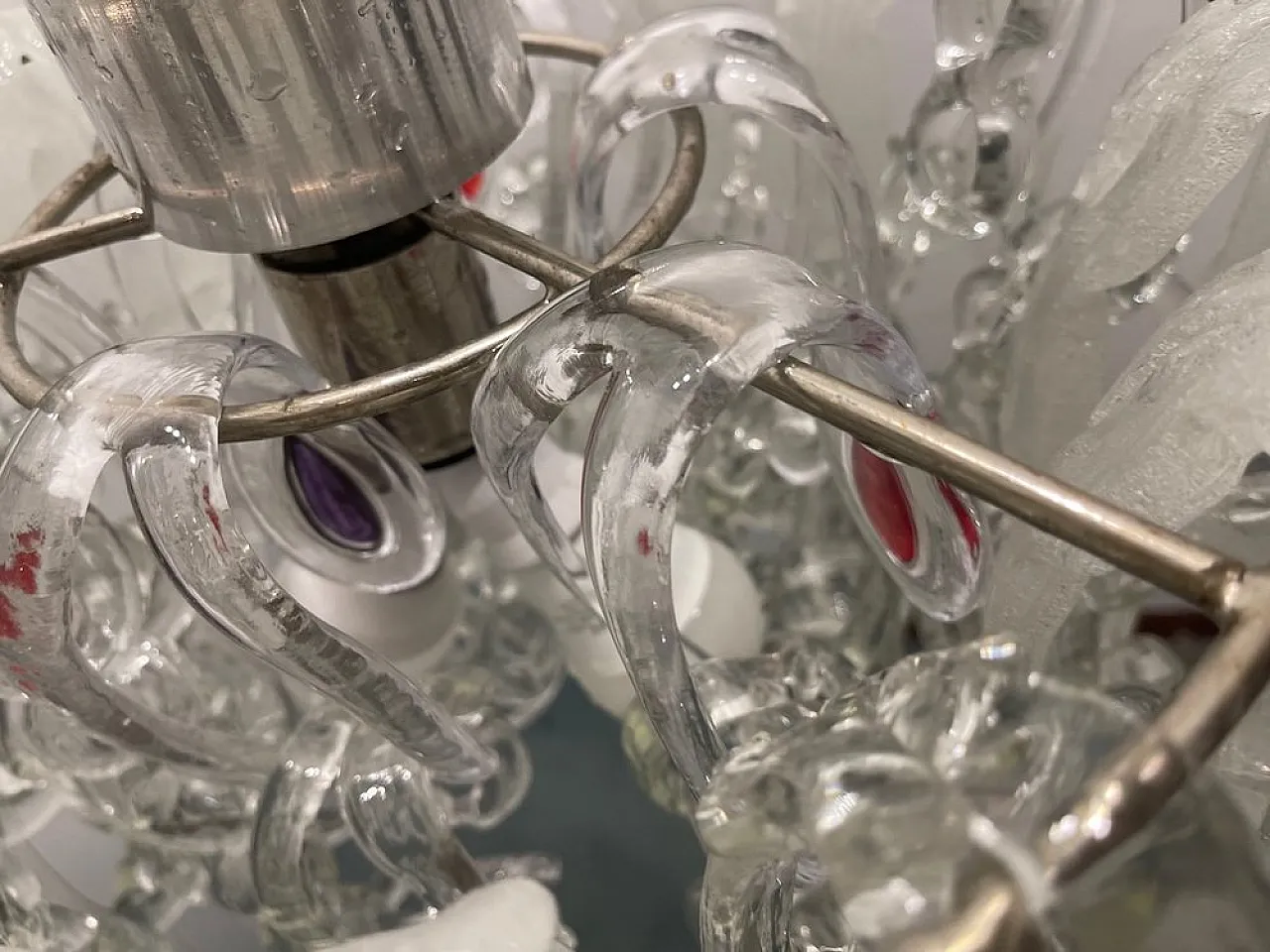 Mid-Century Modular Murano Glass Chandelier by Angelo Mangiarotti, 1970s 10