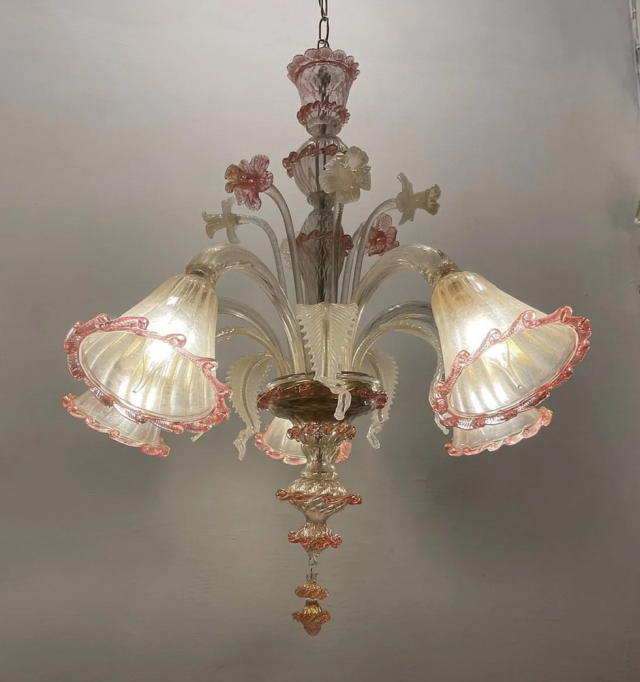 Pair of Murano glass chandeliers, Venice, 1960s 5