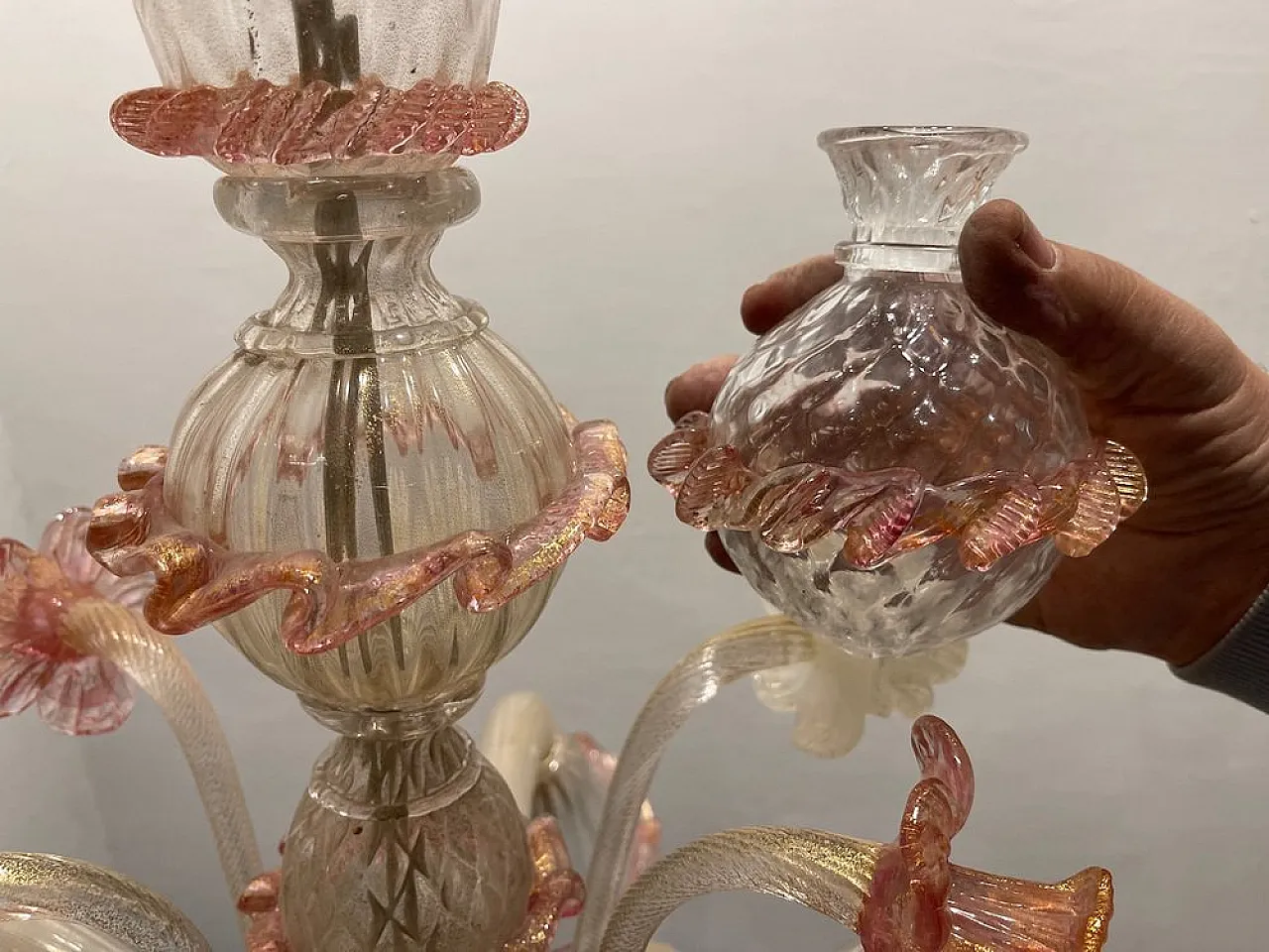 Pair of Murano glass chandeliers, Venice, 1960s 11