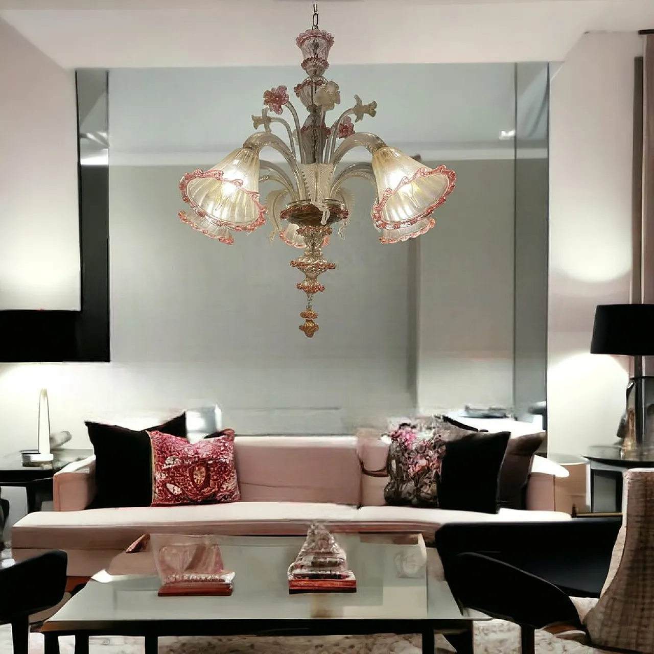 Pair of Murano glass chandeliers, Venice, 1960s 16