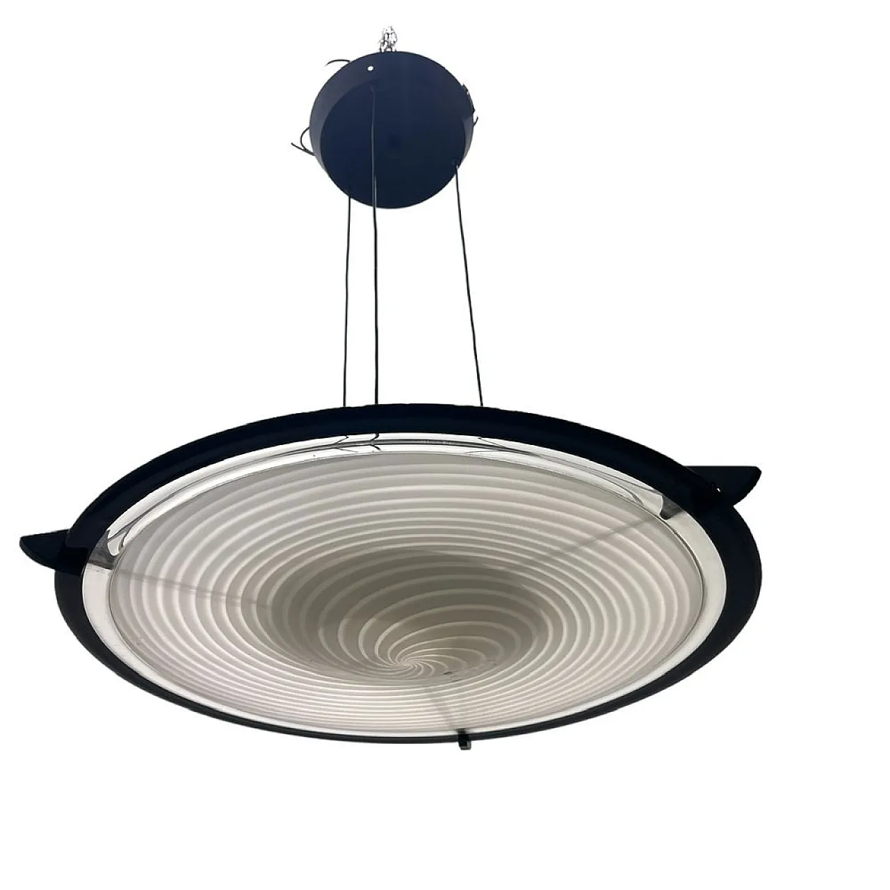 Black and white Murano glass pendant lamp by Paolo Venini, 1980s 1