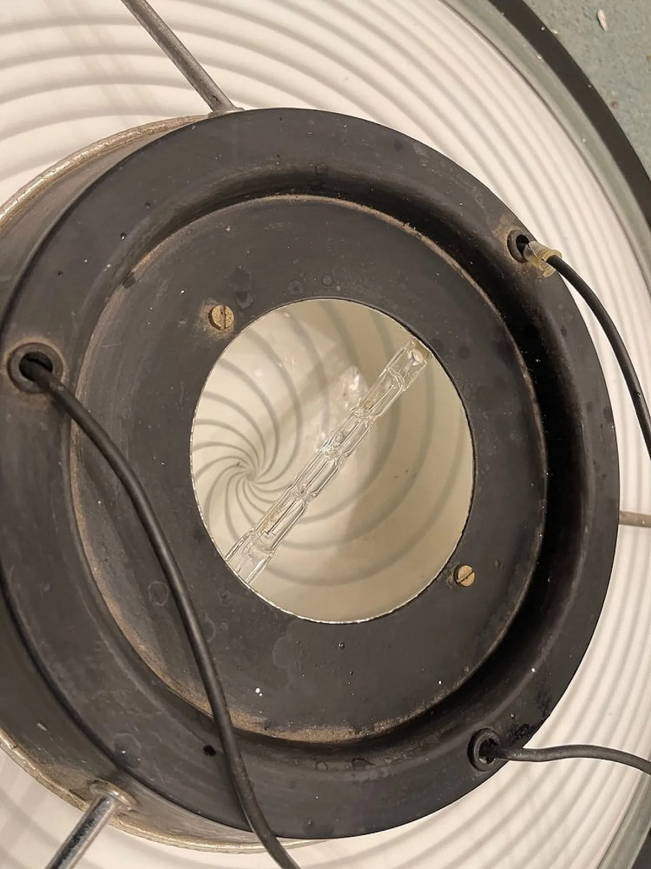 Black and white Murano glass pendant lamp by Paolo Venini, 1980s 4