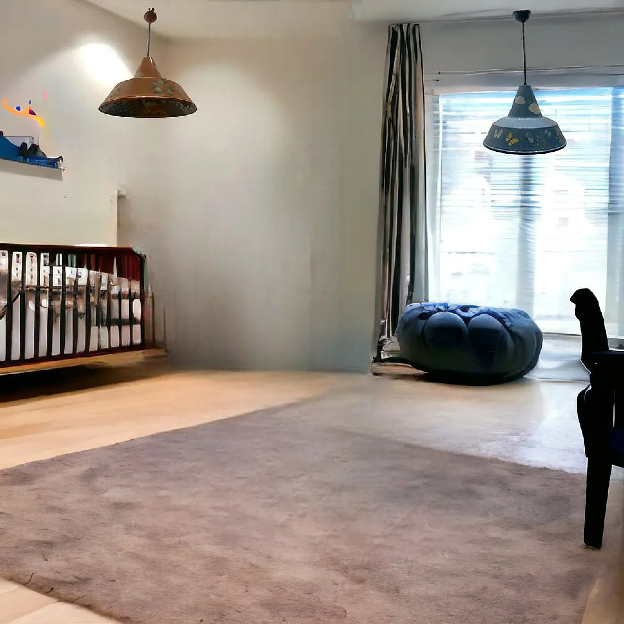 Coppia dil ampade a sospensione in metallo dipinto a mano, anni '80 4