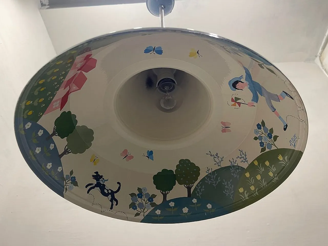 Coppia dil ampade a sospensione in metallo dipinto a mano, anni '80 8