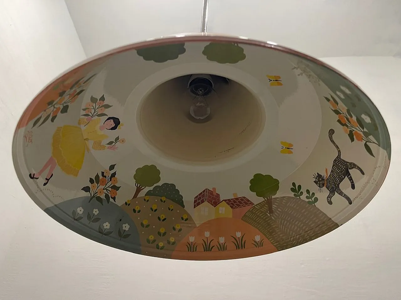 Coppia dil ampade a sospensione in metallo dipinto a mano, anni '80 9