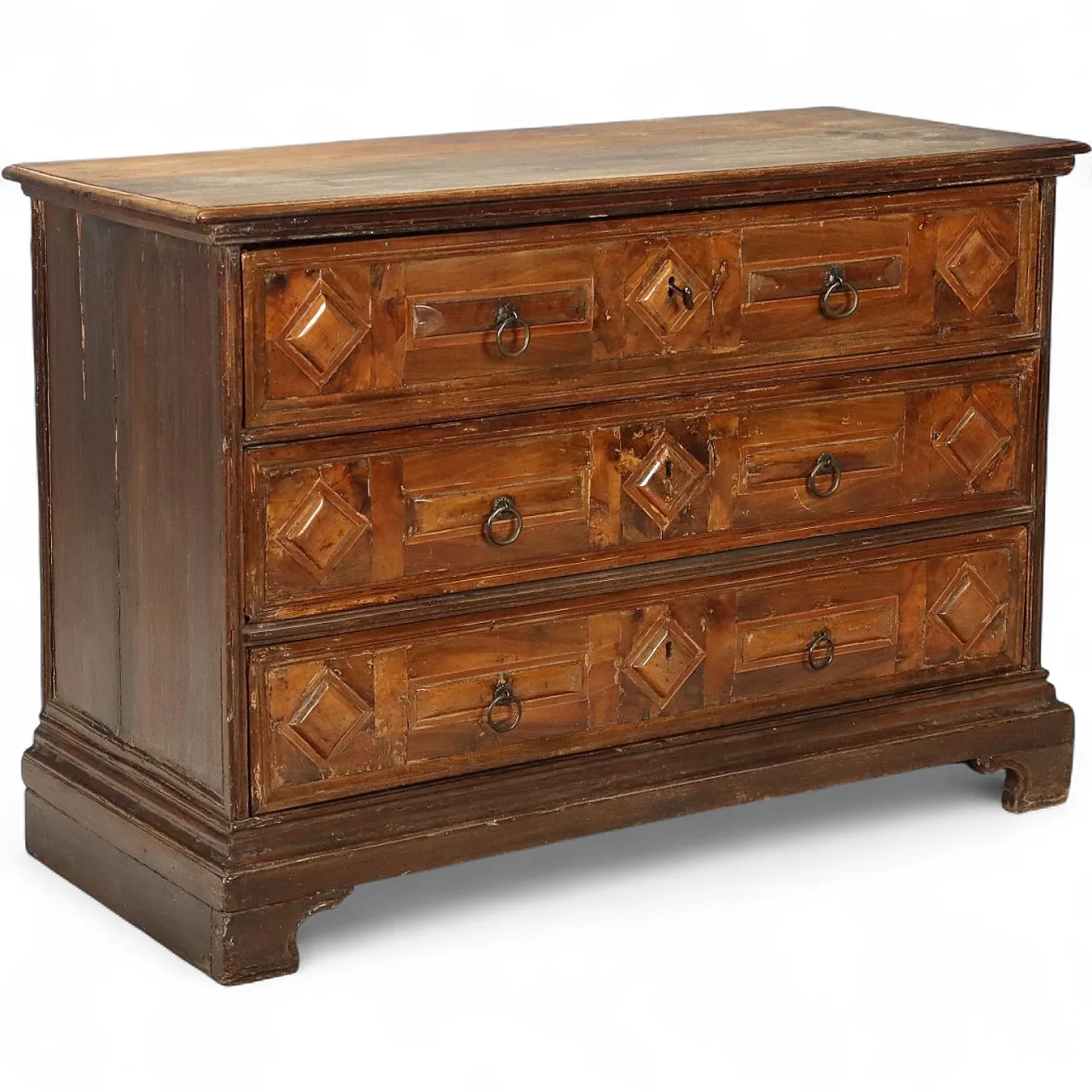 Cassettone barocco in noce, olivo, acero e mogano, primo '700 11