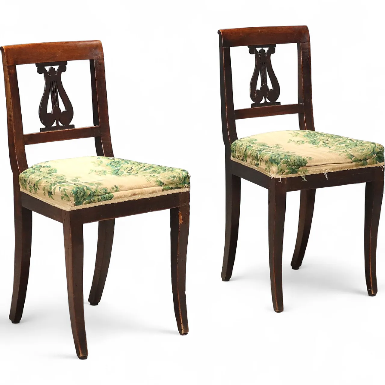 Pair of Directoire walnut chairs, mid-19th century 11
