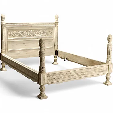 Letto in stile in legno intagliato, primo '900