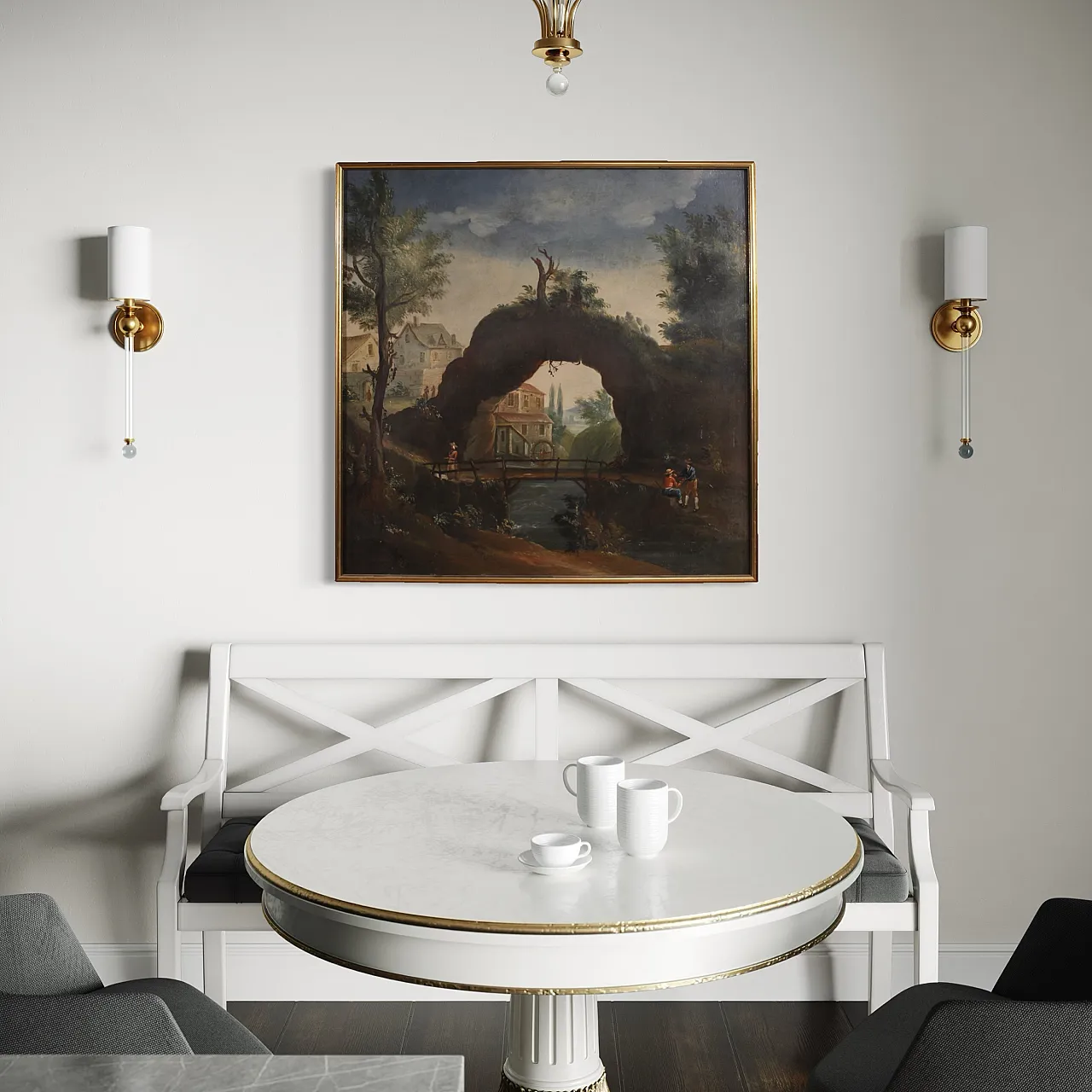 Dipinto francese paesaggio, '700 6