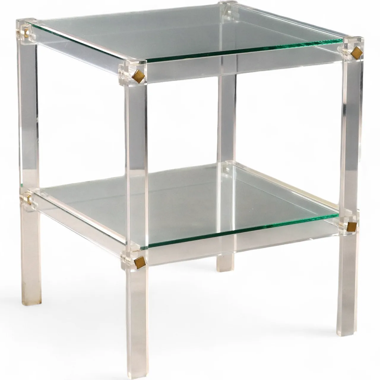 Tavolino con doppio piano in plexiglass e vetro, '900 10