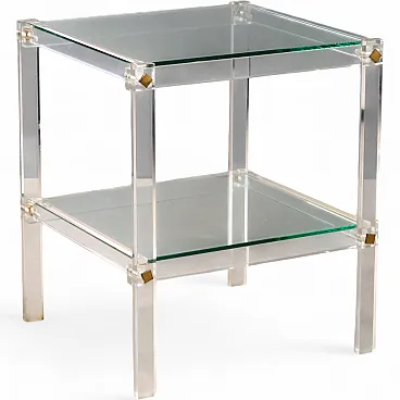 Tavolino con doppio piano in plexiglass e vetro, '900