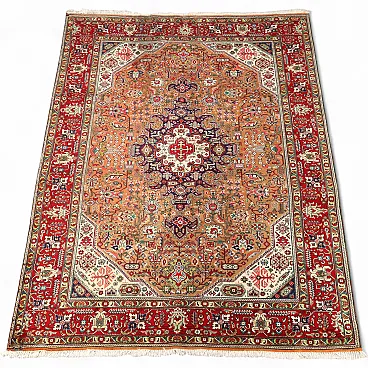 Tappeto Tabriz in cotone e lana, realizzato a mano, nodo grosso, '900