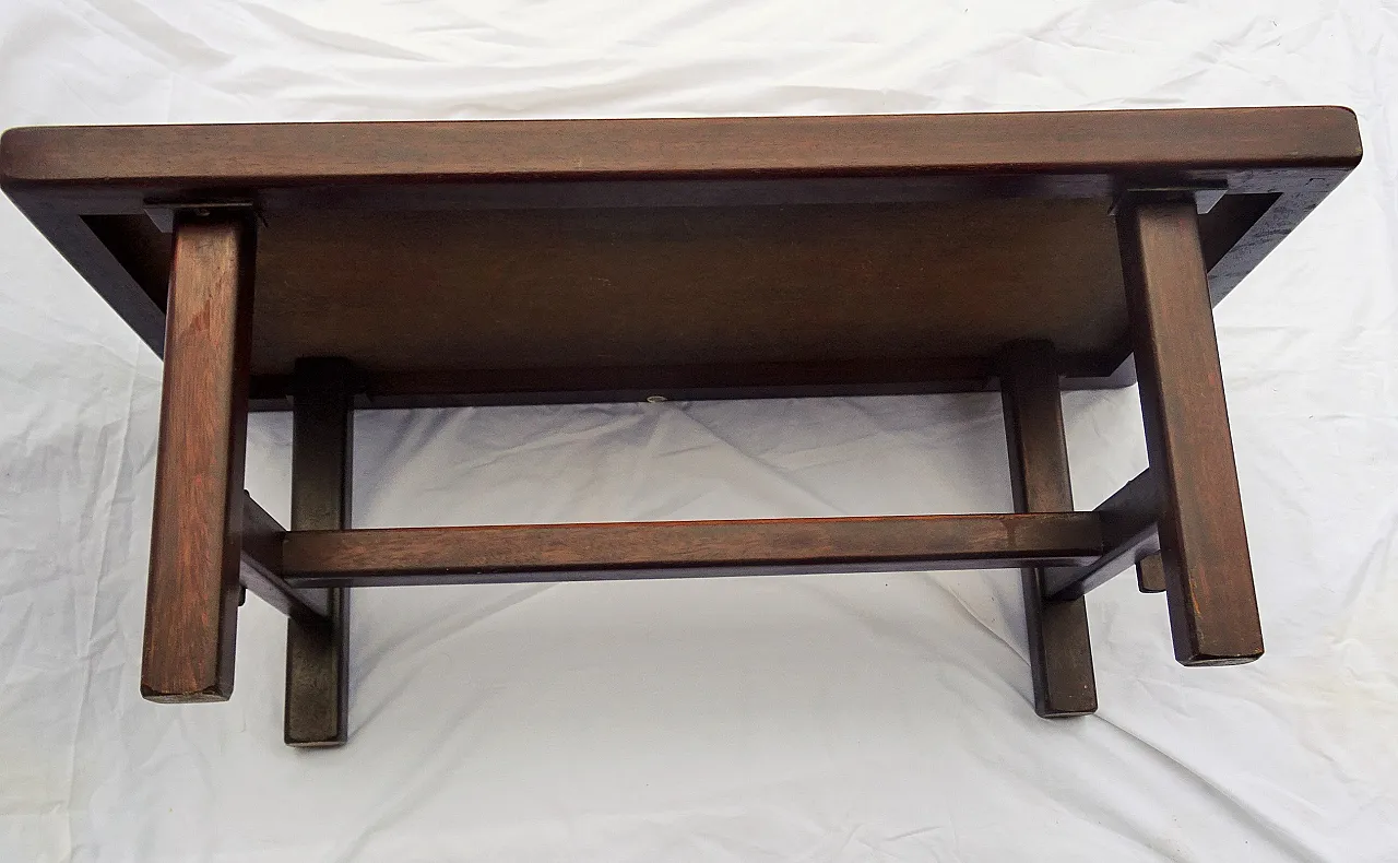 Coffee table with Gray Crowned Crane Motif signed Dan, 50s 4