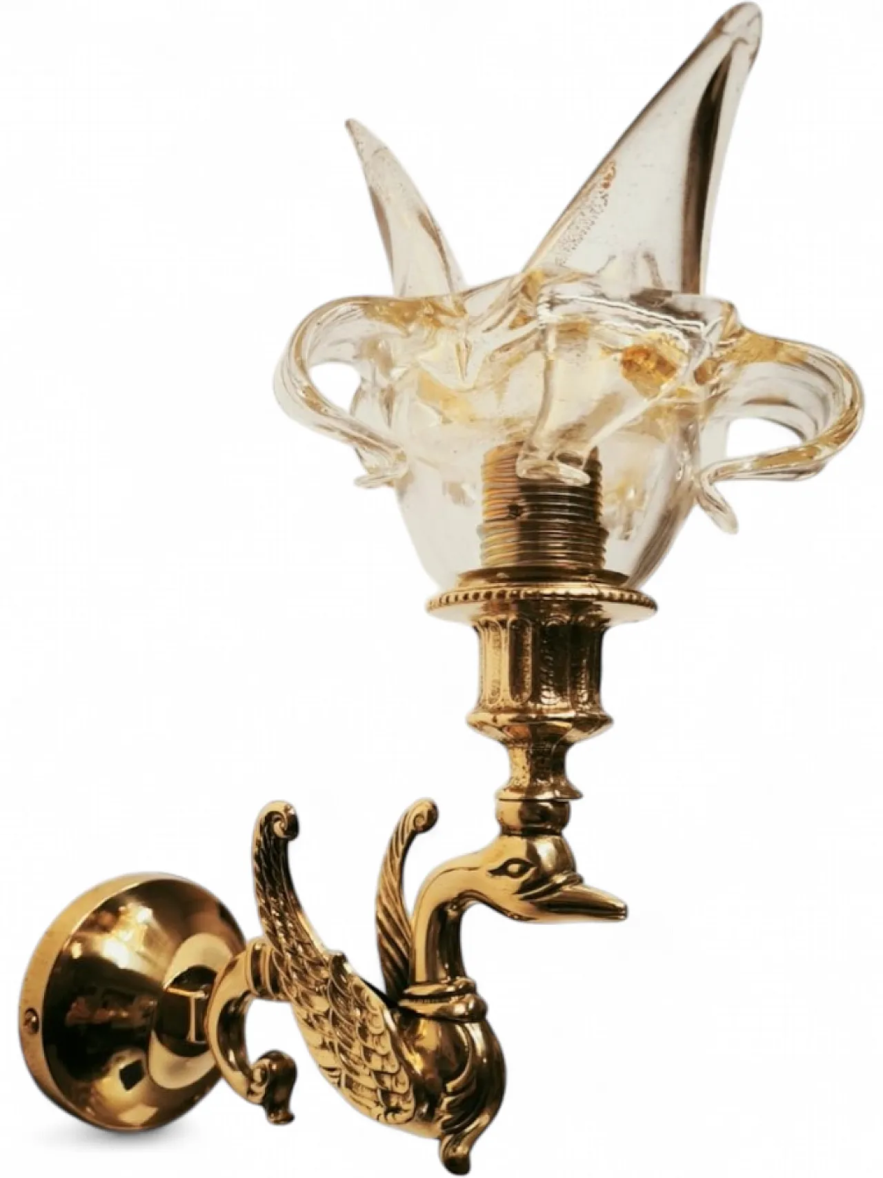 Swan wall lamp with Murano glass, 1970s 13