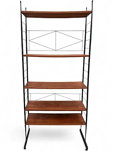 Modular teak and metal bookcase, 1960s