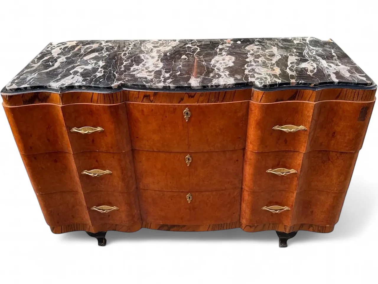 Art Deco walnut dresser, mid-20th century 12