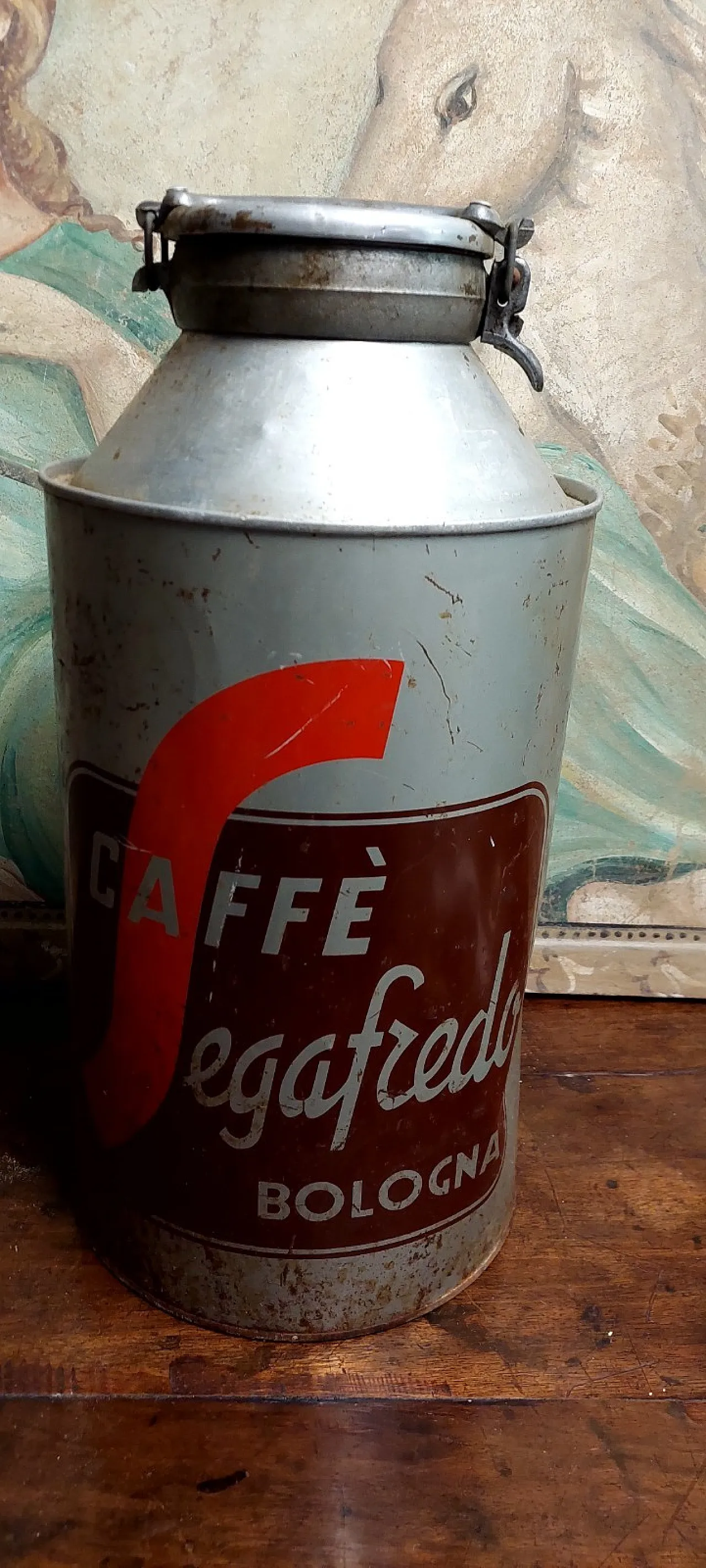 Aluminum coffee canister Segafredo advertising, 20th century 2