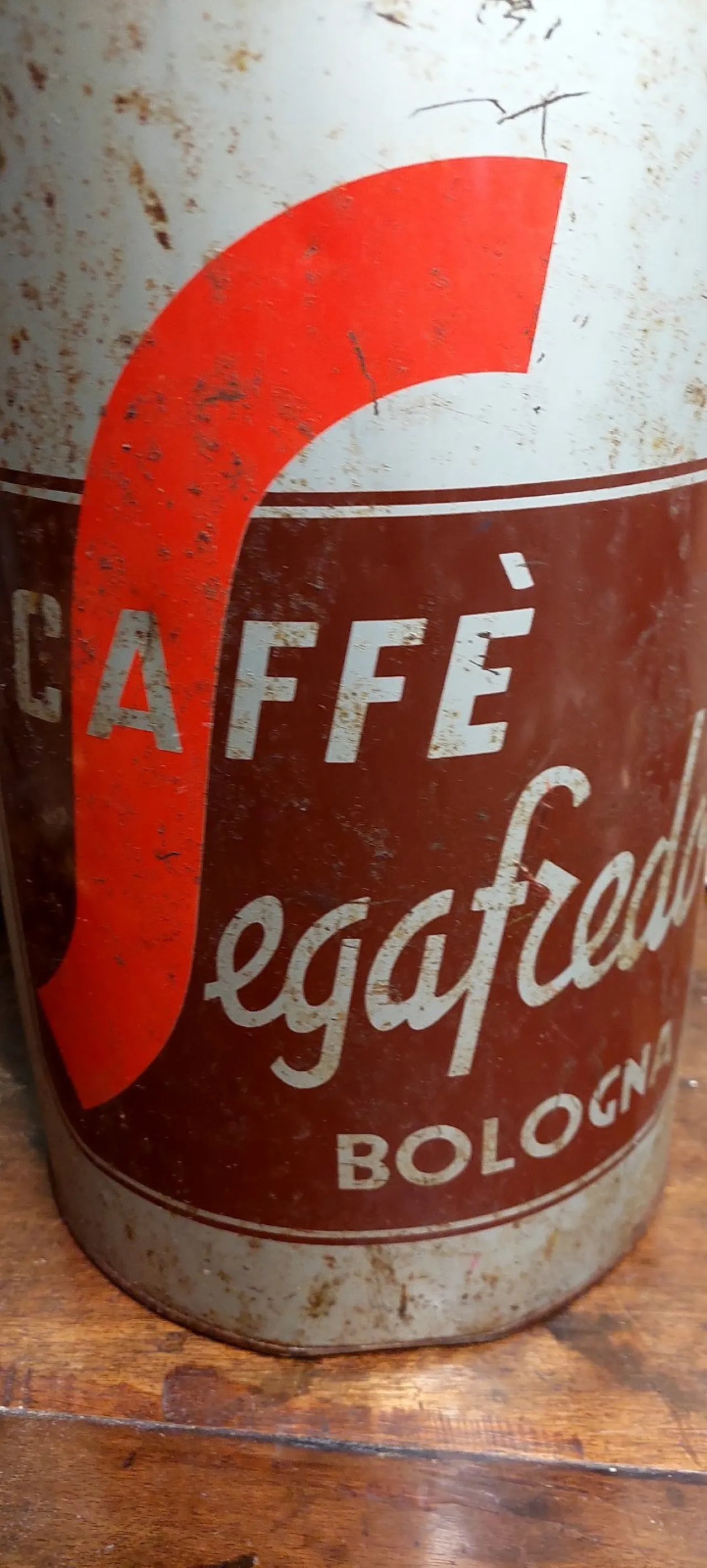 Aluminum coffee canister Segafredo advertising, 20th century 8