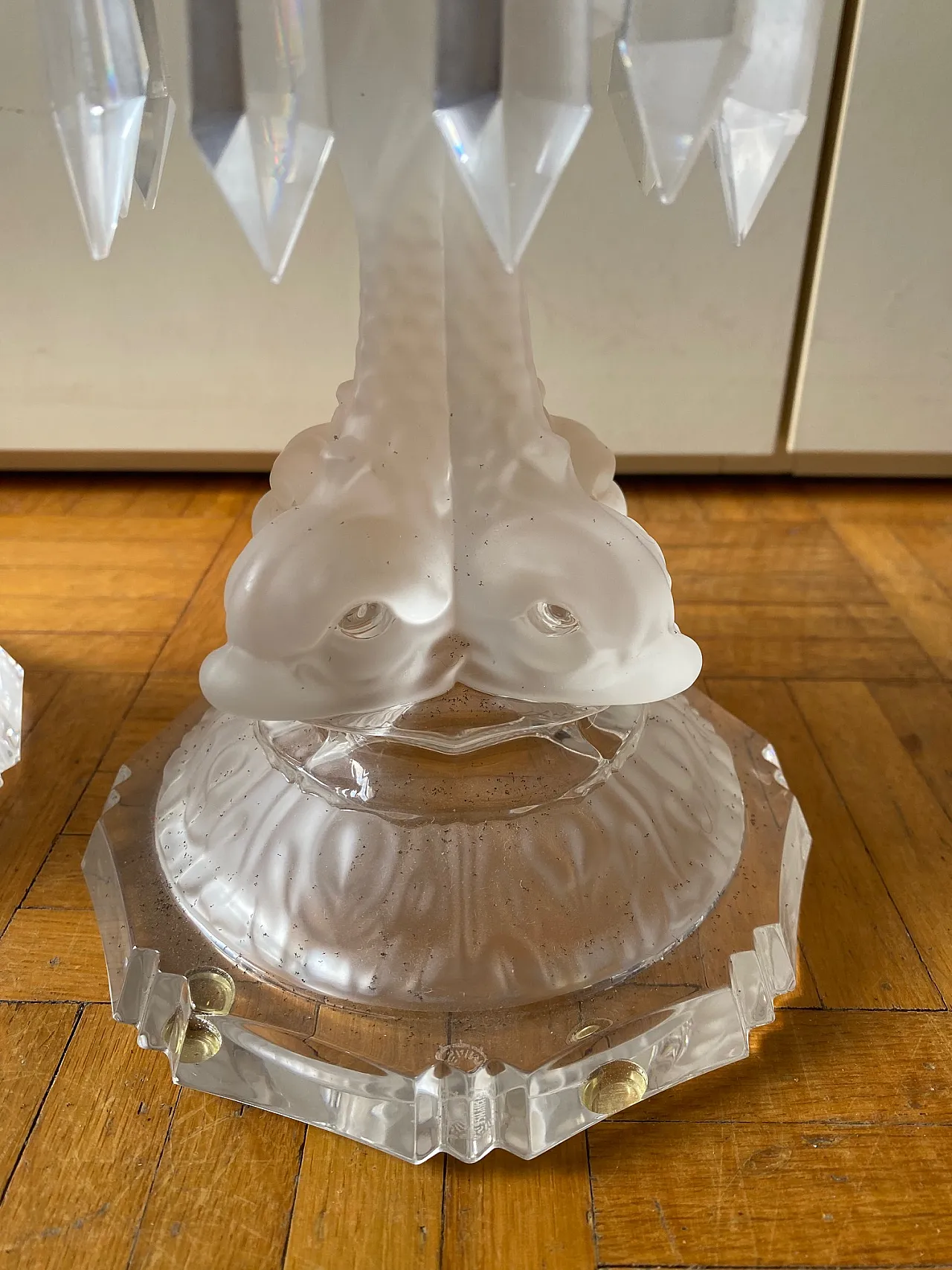 Pair of Saint-Louis France Dauphins candlesticks, 80s 4