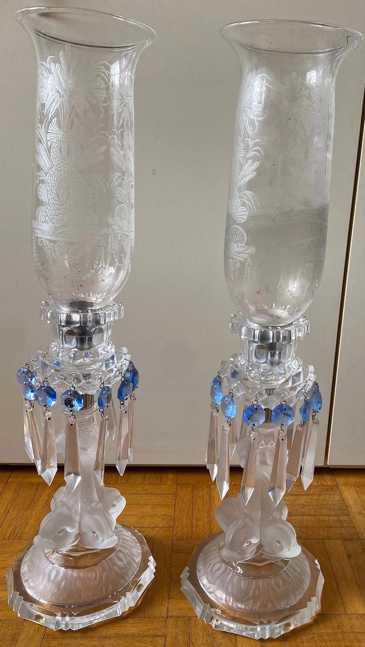 Pair of Saint-Louis France Dauphins candlesticks, 80s 8