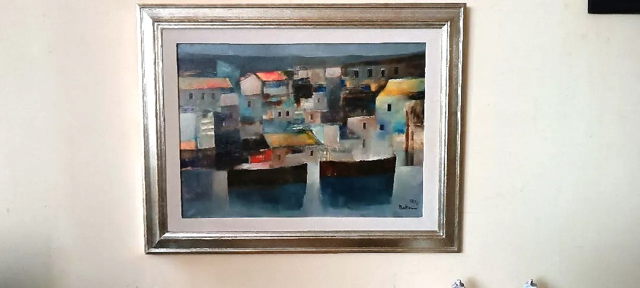 Marina by Lido Bettarini, oil on canvas, 1970s 2