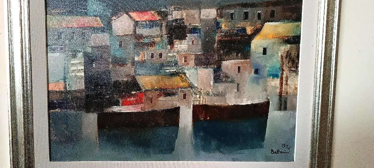 Marina by Lido Bettarini, oil on canvas, 1970s 4