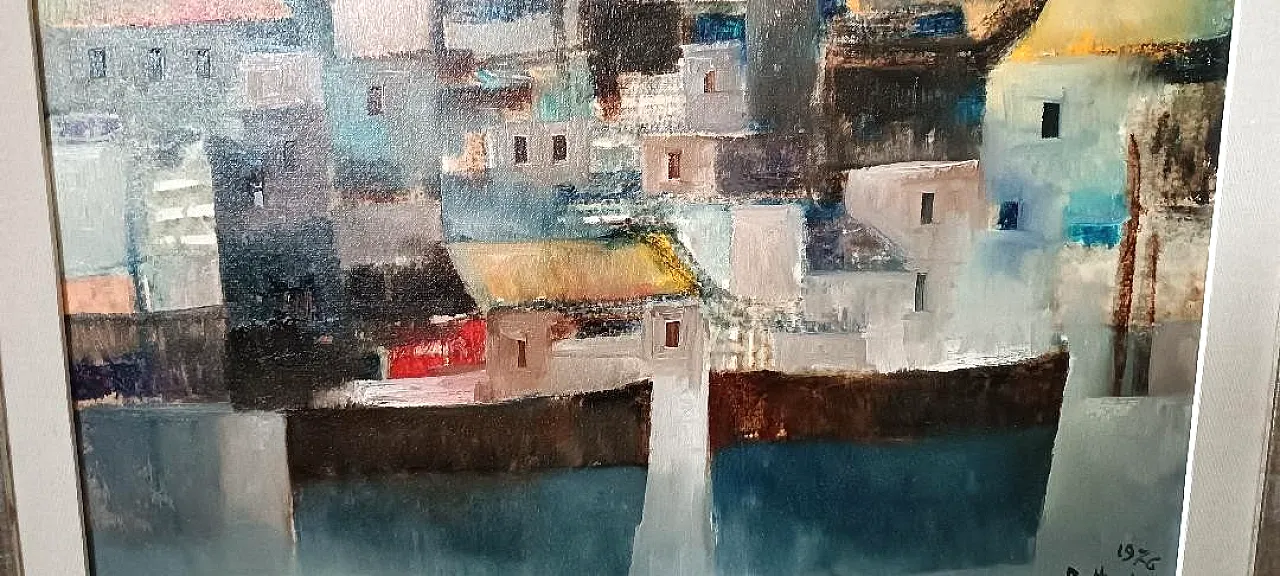 Marina by Lido Bettarini, oil on canvas, 1970s 5