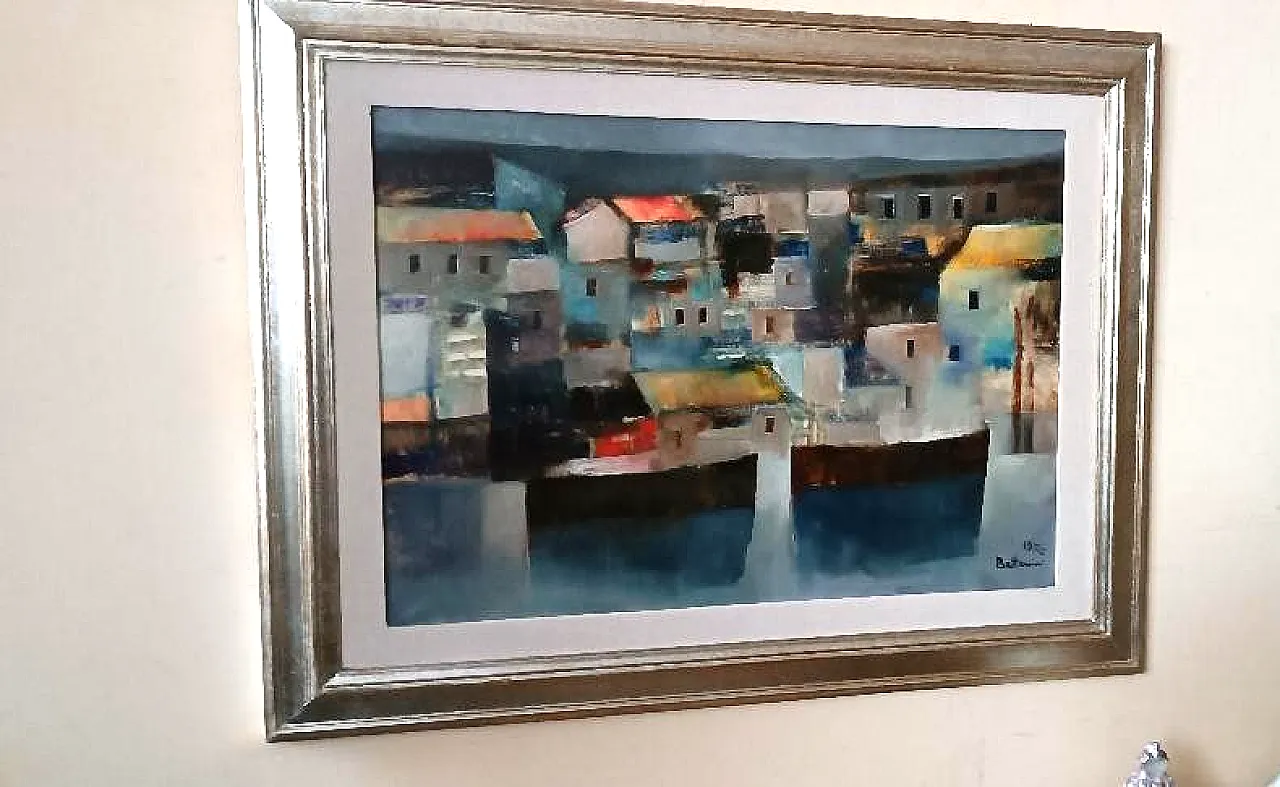 Marina by Lido Bettarini, oil on canvas, 1970s 10
