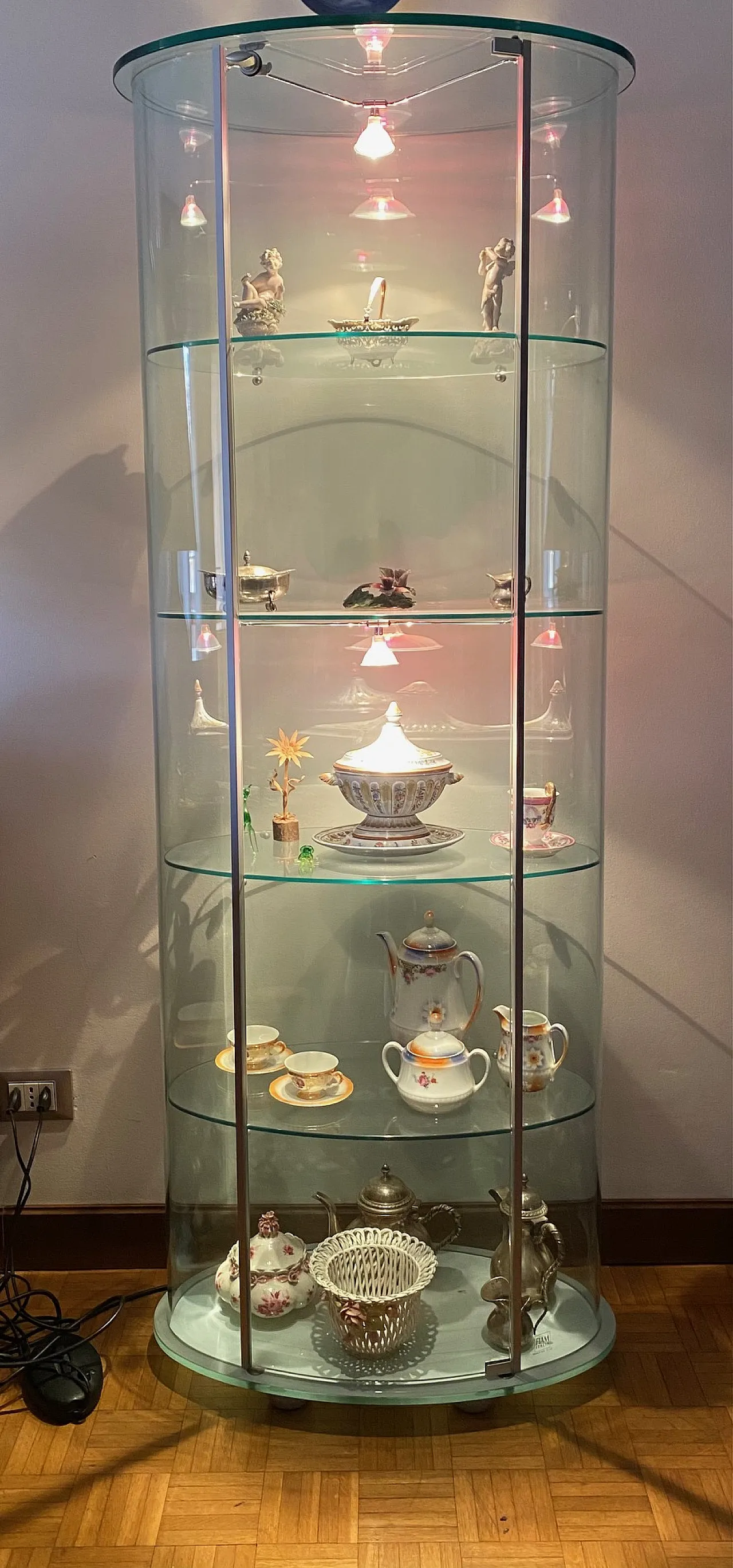 Modern display cabinet with lighting, 80s 1