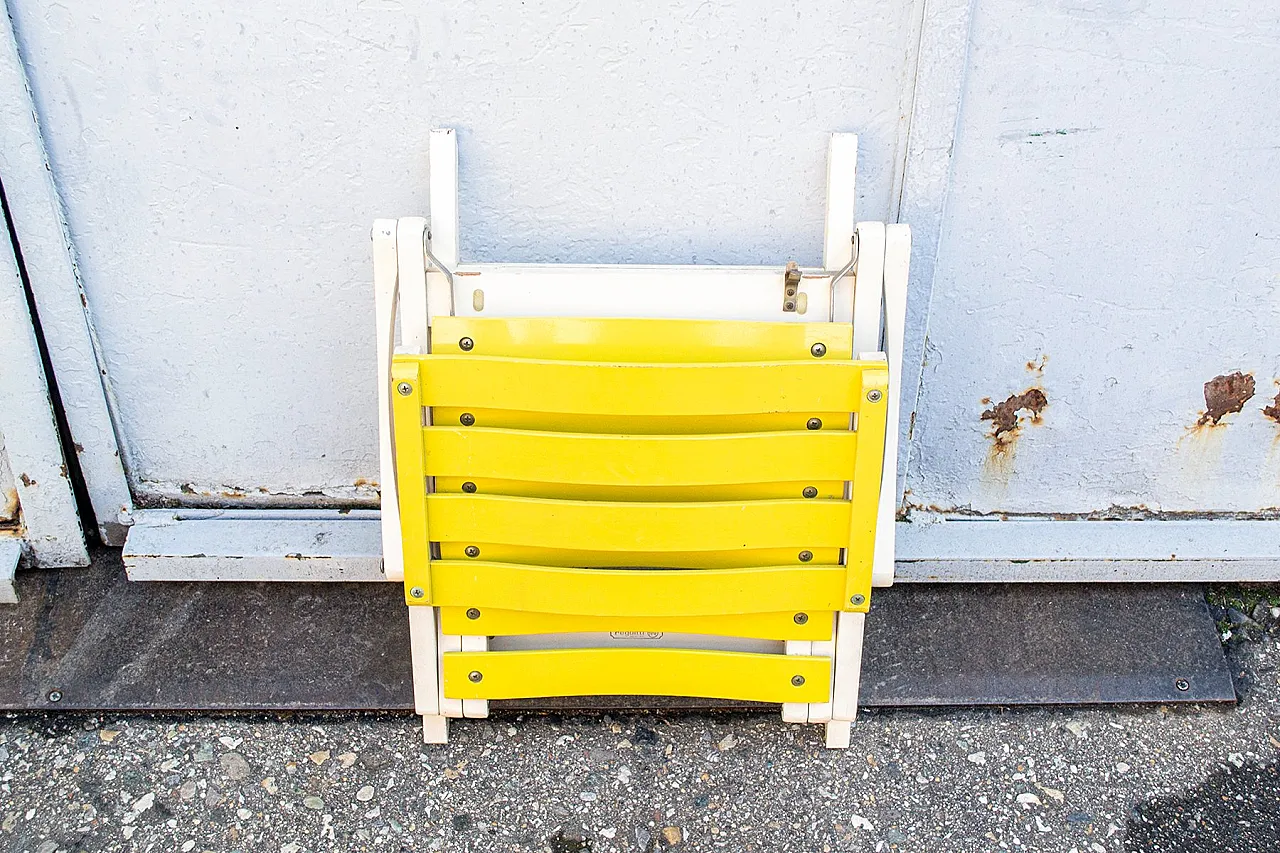 Tavolo da giardino Reguitti pieghevole in legno con sedie, anni '70 4