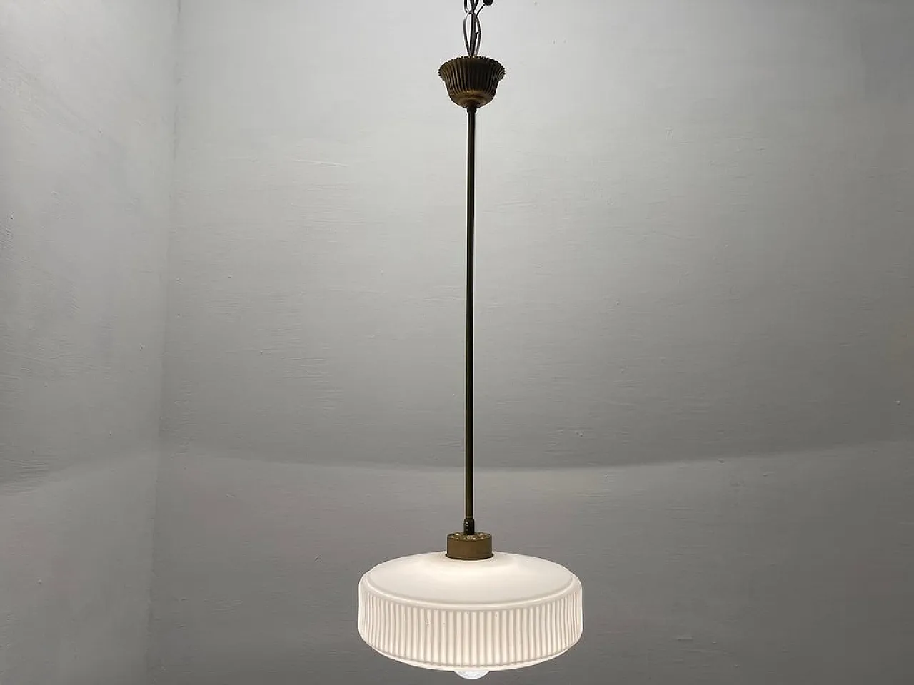 Opaline glass pendant lamp, 1950s 2