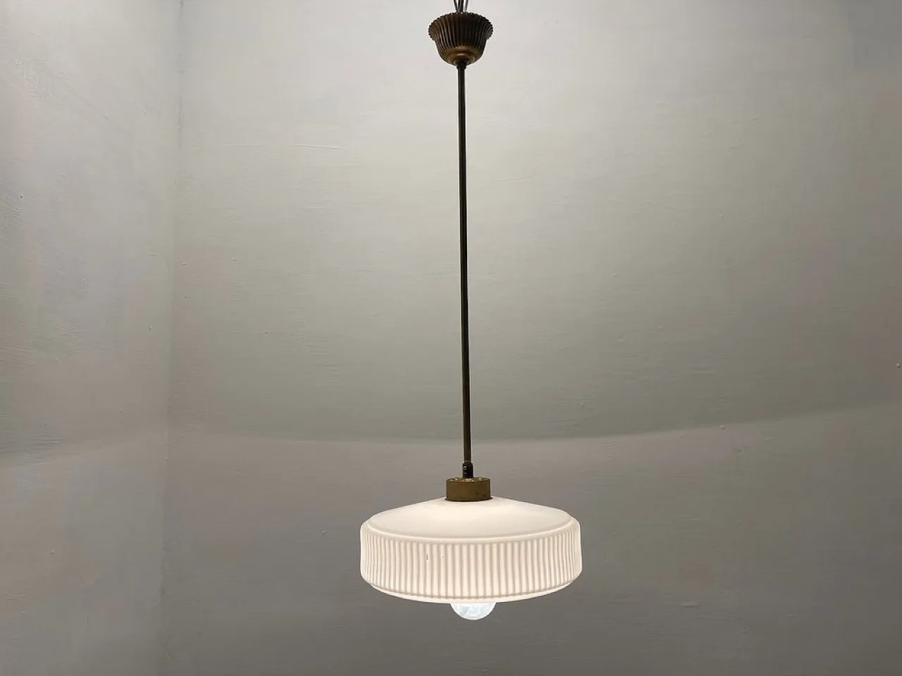 Opaline glass pendant lamp, 1950s 3