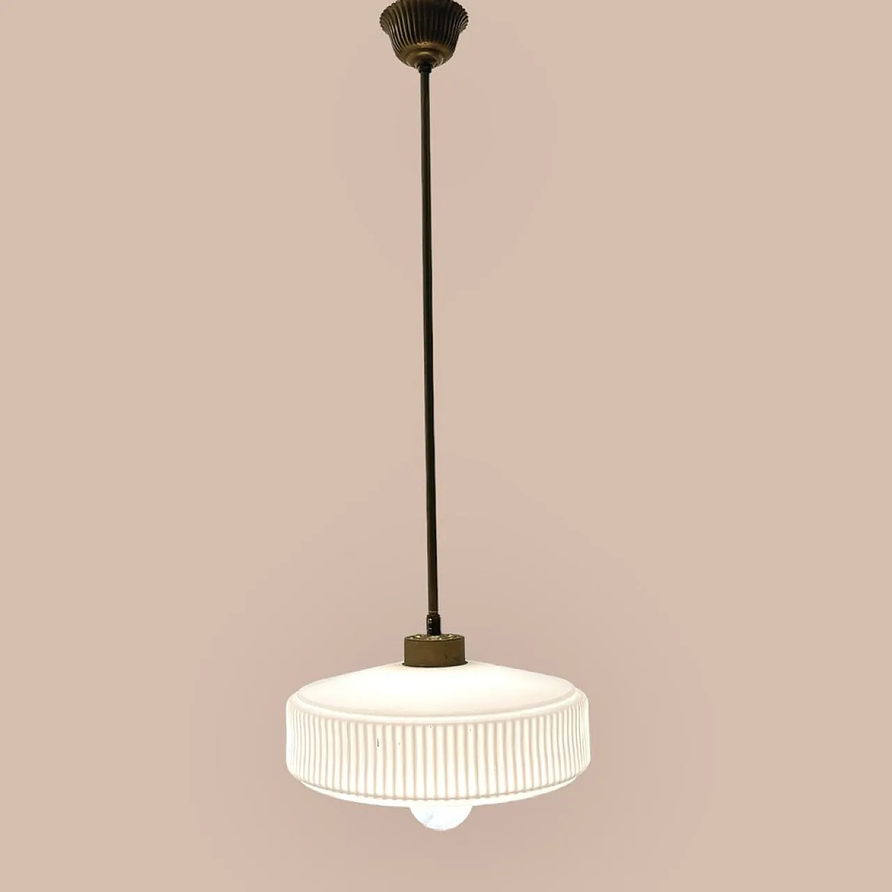 Opaline glass pendant lamp, 1950s 11