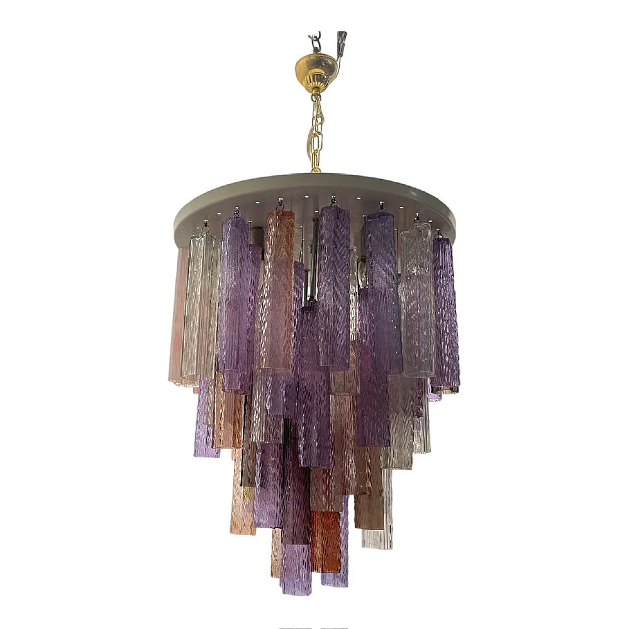 Lampadario tubolare in vetro di Murano, anni '80 1