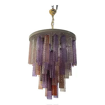 Lampadario tubolare in vetro di Murano, anni '80