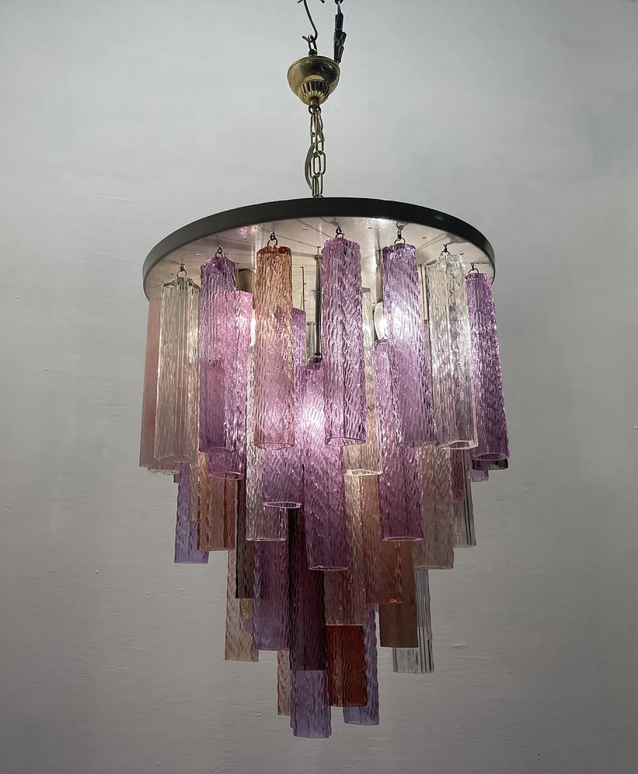 Lampadario tubolare in vetro di Murano, anni '80 5