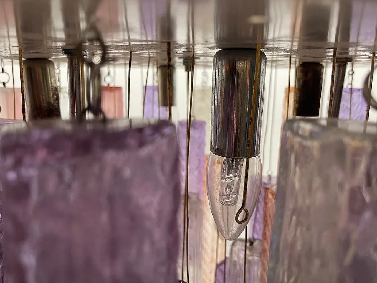 Lampadario tubolare in vetro di Murano, anni '80 7