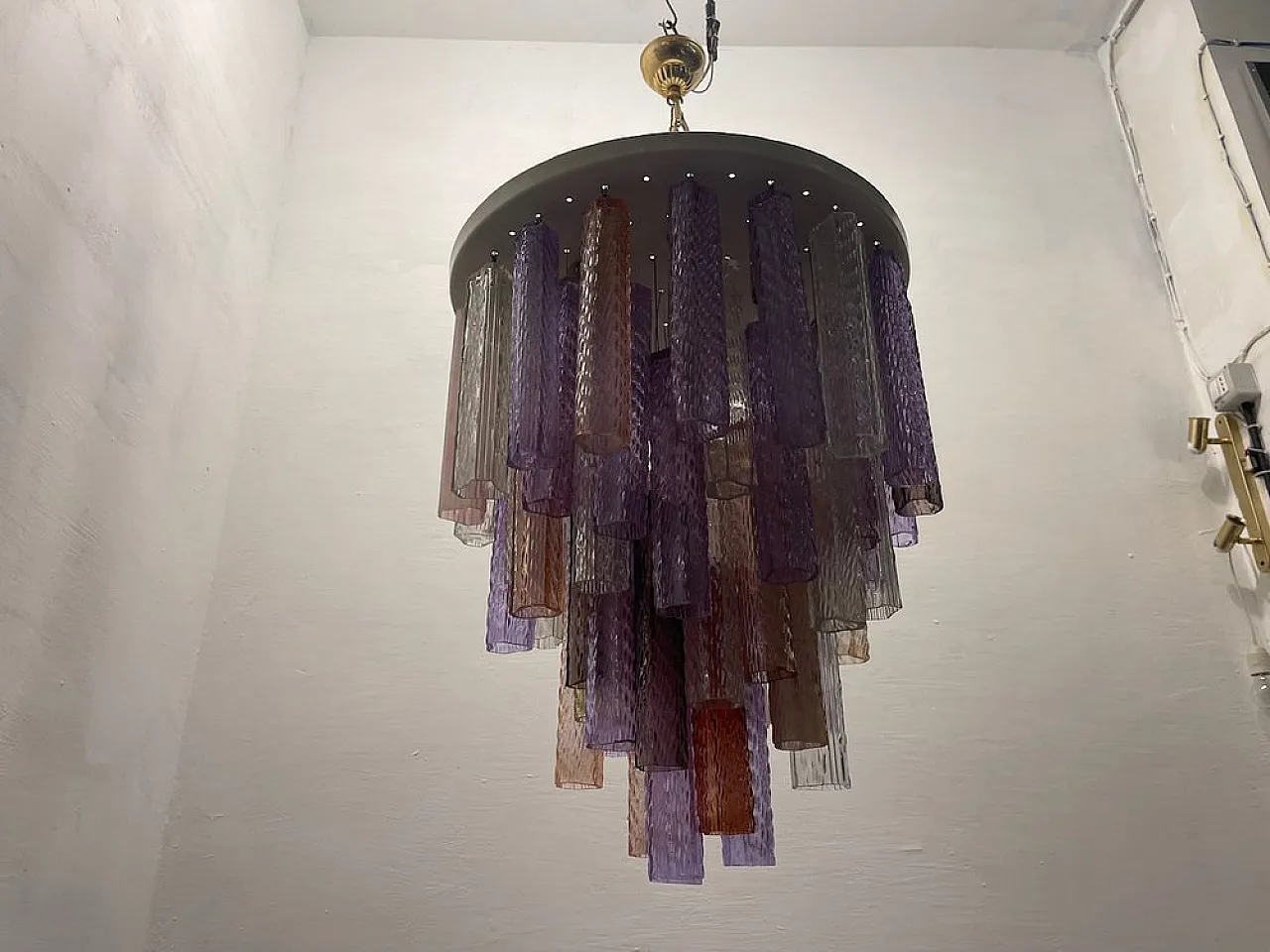 Lampadario tubolare in vetro di Murano, anni '80 9