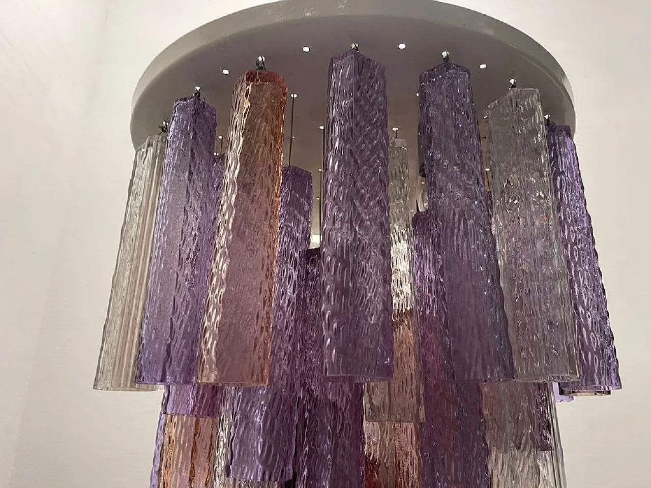 Lampadario tubolare in vetro di Murano, anni '80 10