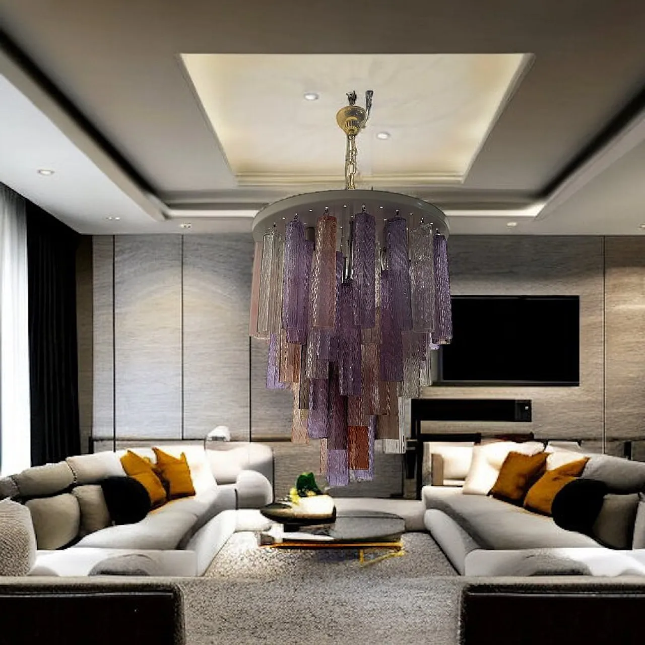 Lampadario tubolare in vetro di Murano, anni '80 15