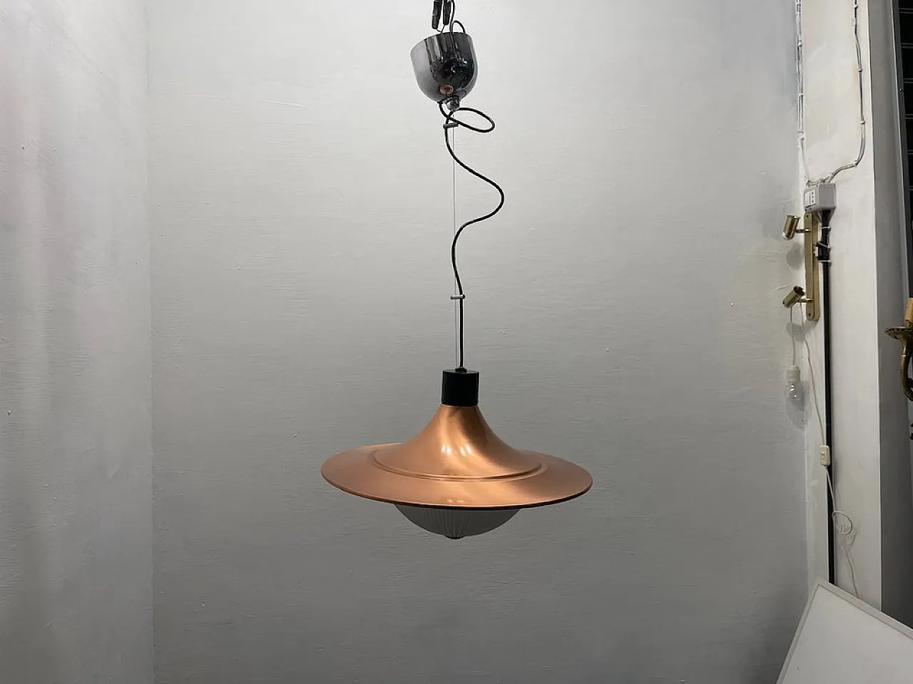 Lampada a sospensione in rame, anni '90 3