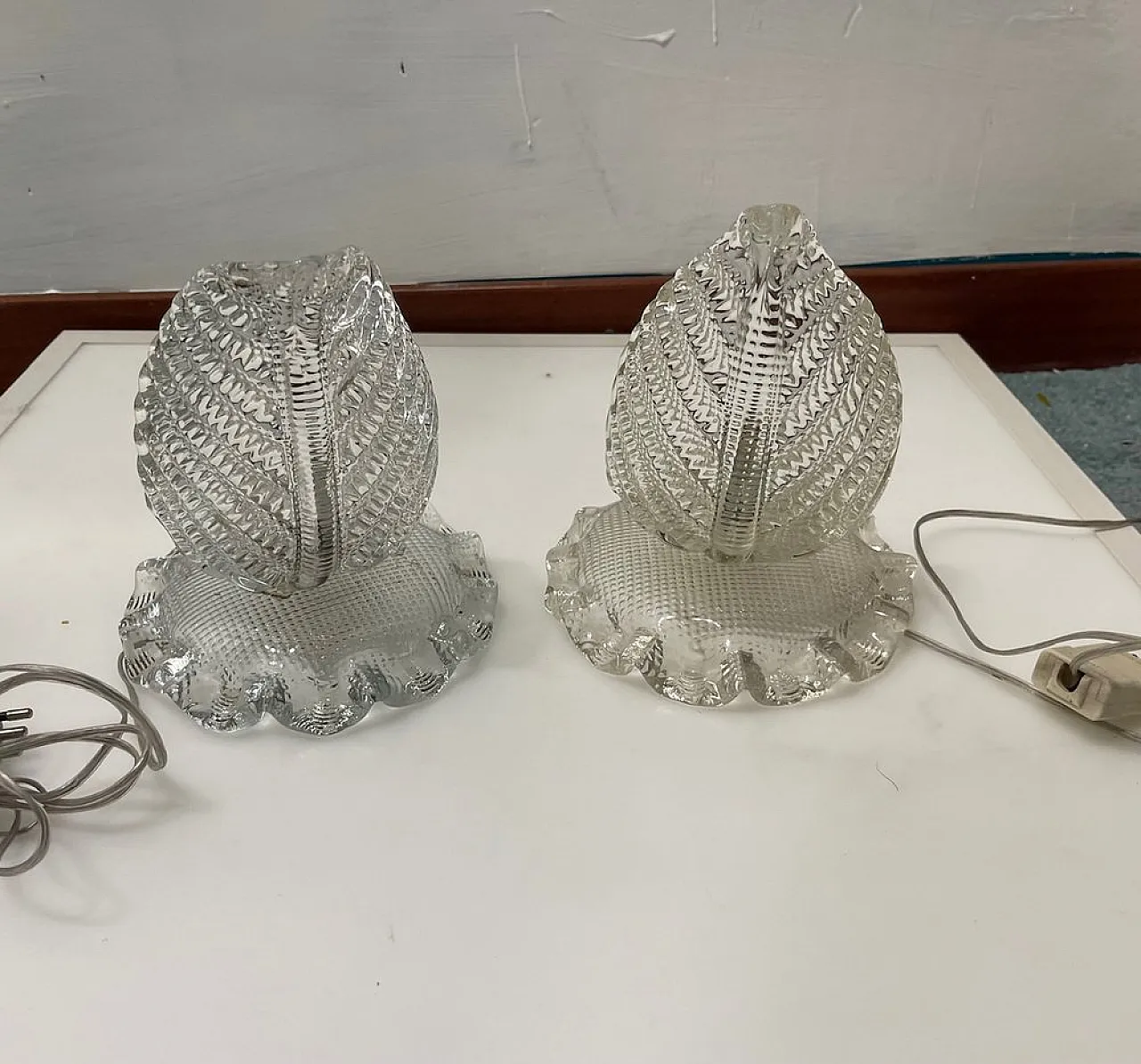 Pair of Murano glass table lamps by Ercole Barovier, 1940s 5