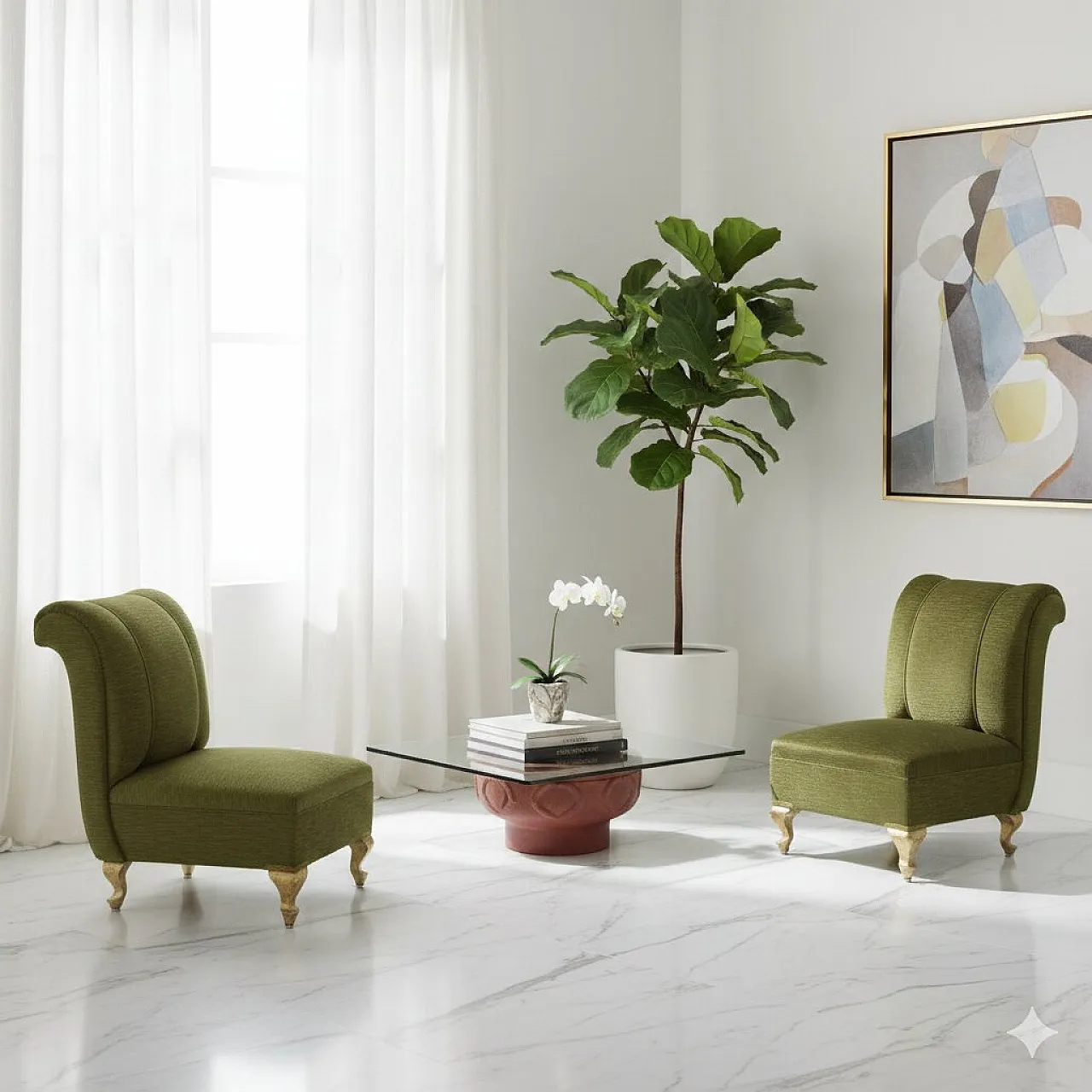 Coppia di poltrone in molle e piuma e tessuto, '900 2