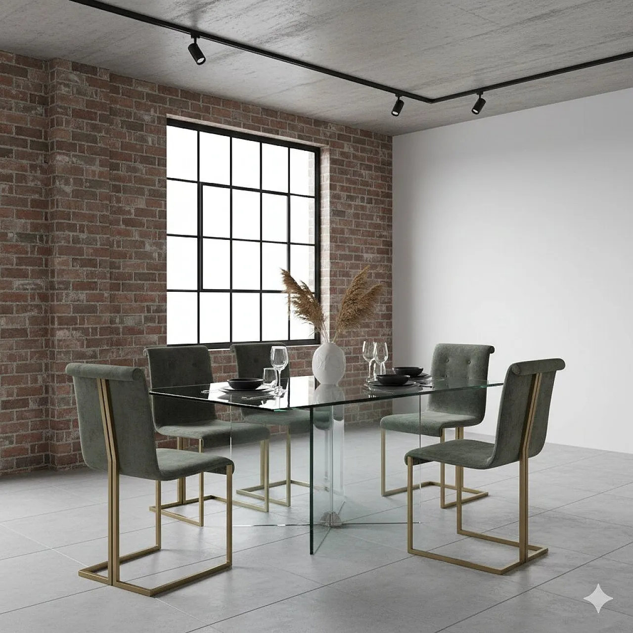 6 Sedie in metallo ottonato, espanso e tessuto, '900 2