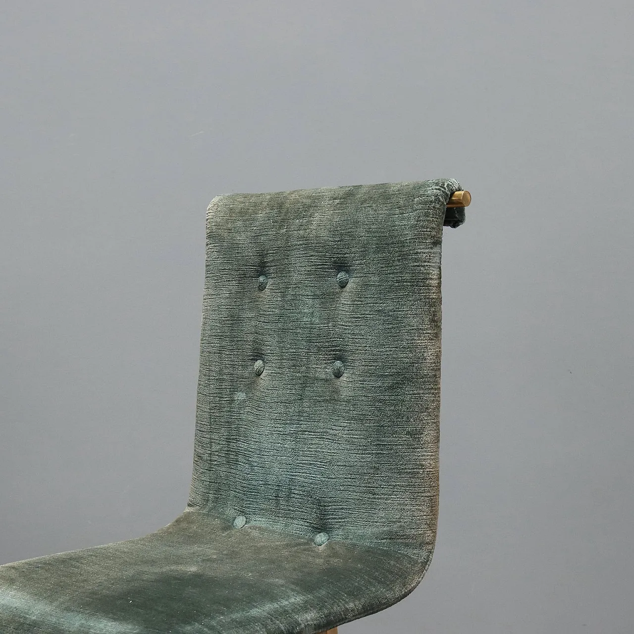 6 Sedie in metallo ottonato, espanso e tessuto, '900 5