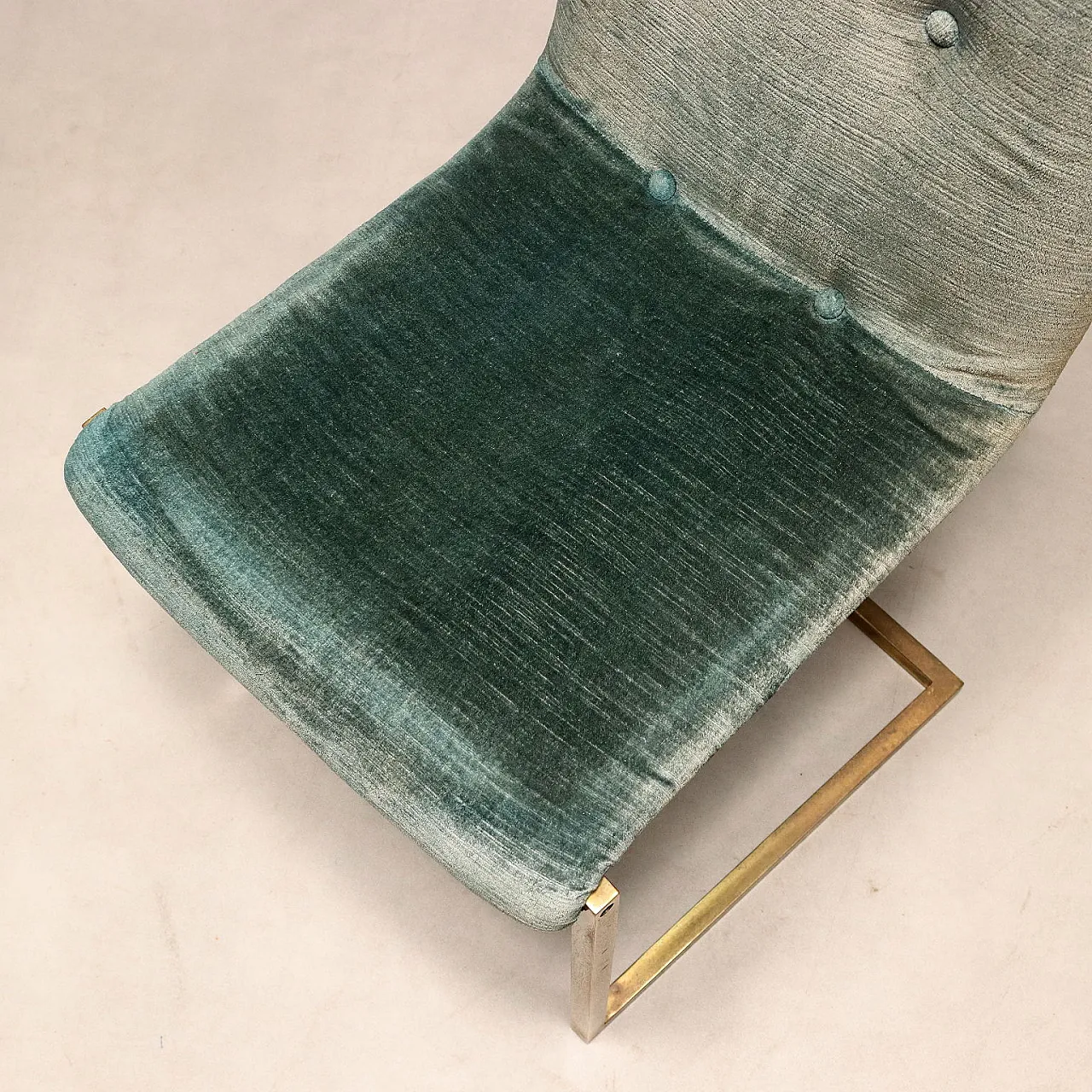 6 Sedie in metallo ottonato, espanso e tessuto, '900 8