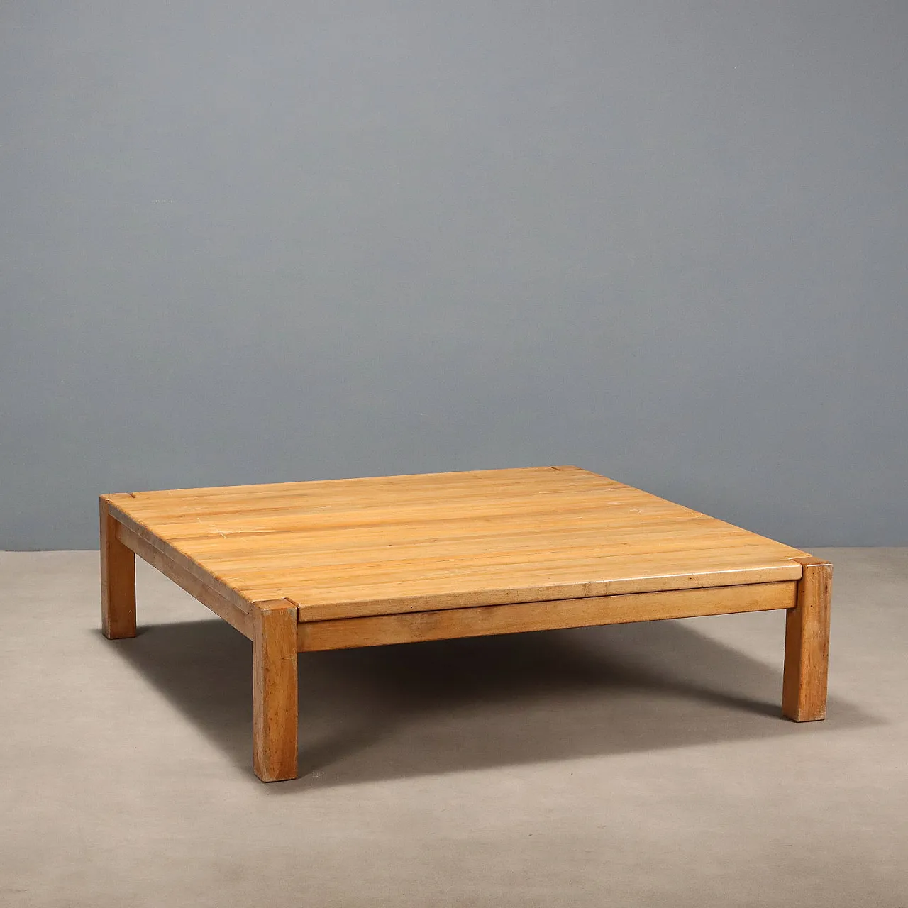 Beech wood center table and plywood top, 20h century 1