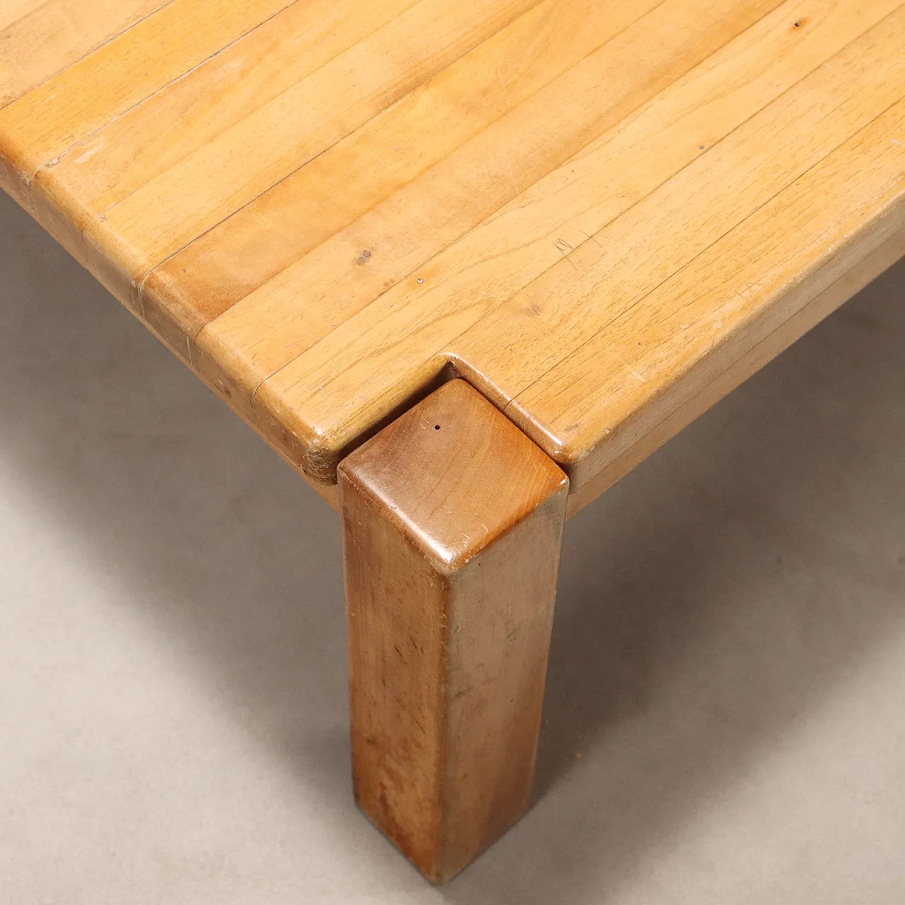 Beech wood center table and plywood top, 20h century 5