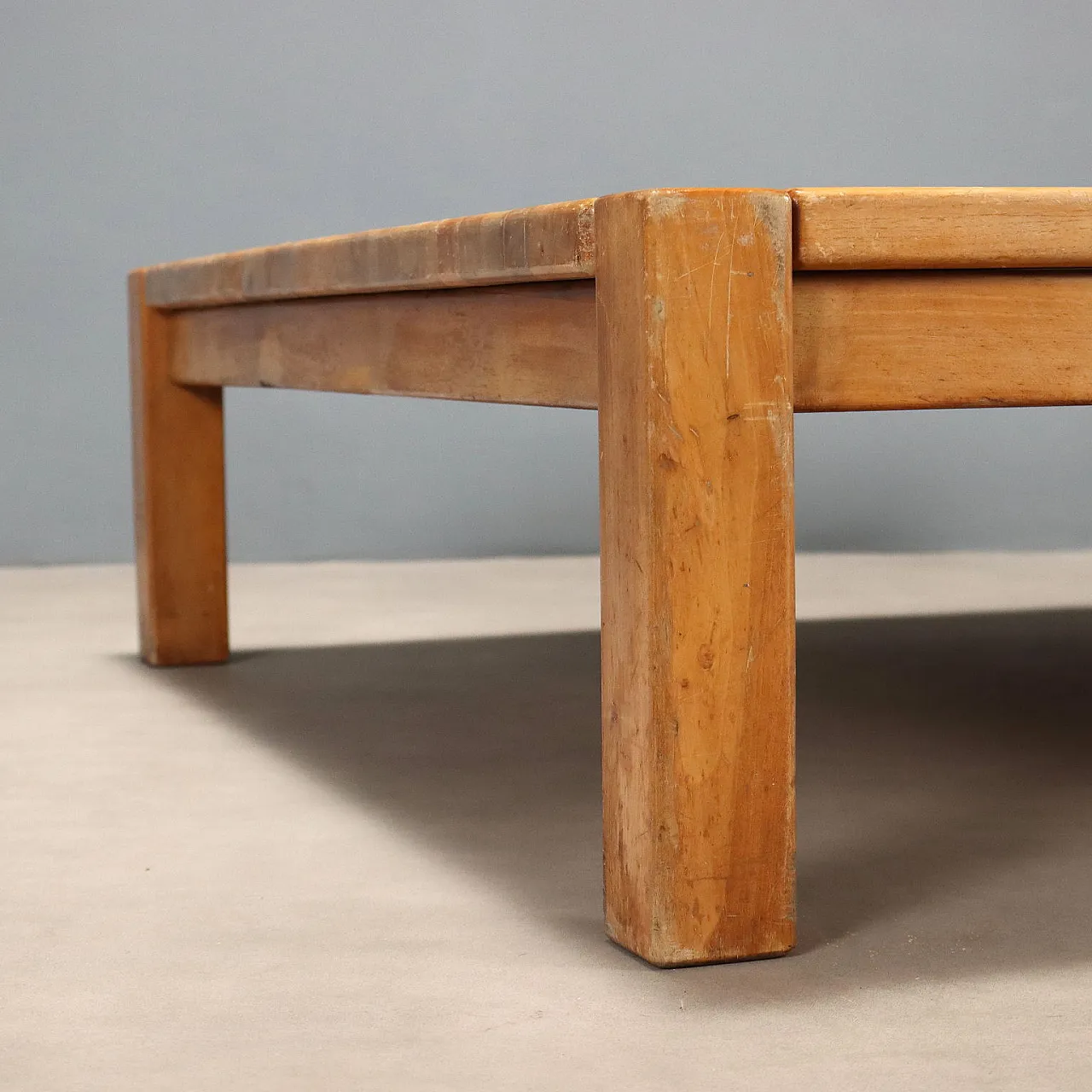 Beech wood center table and plywood top, 20h century 6